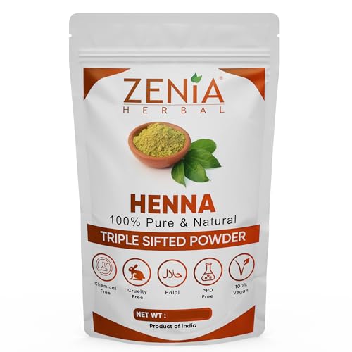 Zenia 100% Pure & Natural Henna Powder (Lawsonia Inermis) | 100 grams (3.5 oz) | Orange-Red Hair Color | Triple Sifted | Fresh from Rajasthan | No Chemicals, No Additives