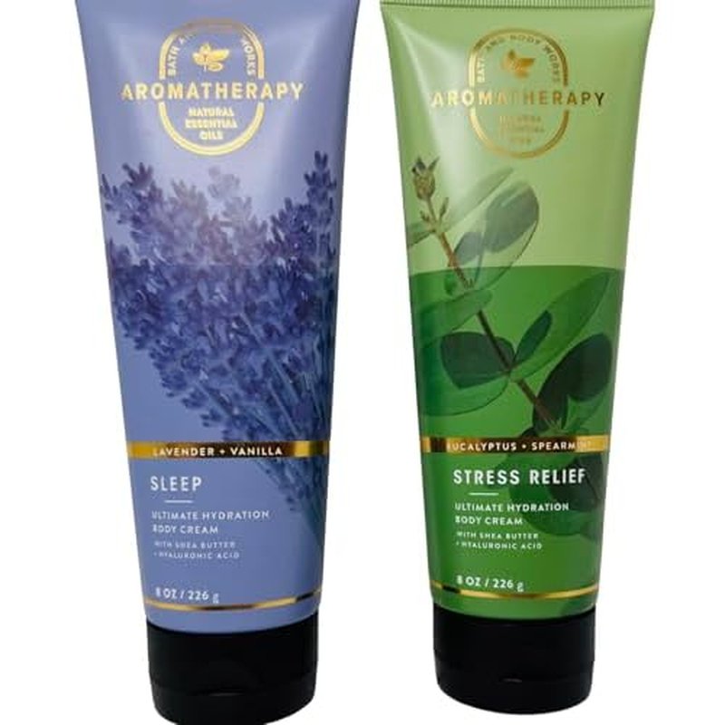Bath & Body Works Aromatherapy Eucalyptus Spearmint and Lavender Vanilla Ultimate Hydration Body Cream 8 Ounces Pack of 2