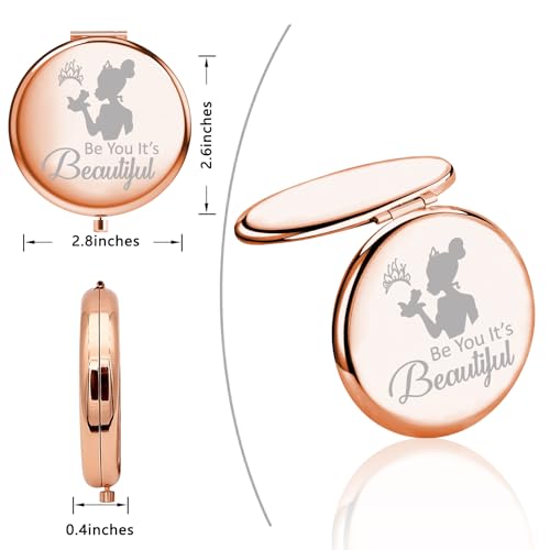 UJIMS Princess The Frog Inspired Gift Be You It¡¯s Beautiful Princess Compact Mirror Frog Lover Gift Fandom Gift (BeYouBeautiful Mirror)