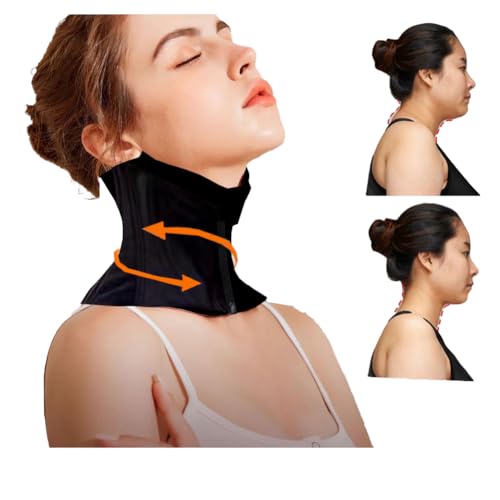 Neck braces for neck pain and support Chin strap for sleeping Neck wrinkle patches and double chin reducer stretcher (BLACK, M)