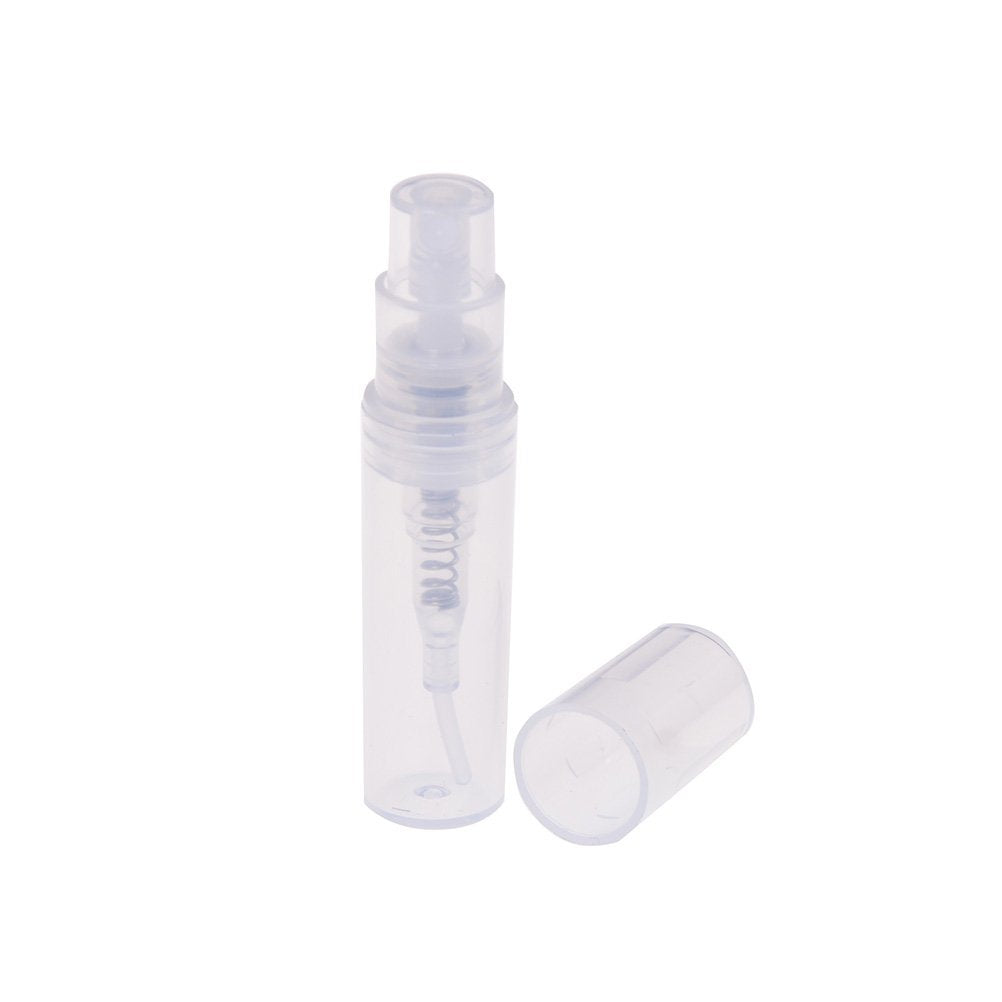 Haishell 150 Pcs Mini 2ML Atomizer Plastic Bottle Spray Refillable Perfume Empty Sample Bottle With 2 pcs Mini Plastic Funnels and 2 pcs Glass Droppers for Travel Party Portable Makeup Tool