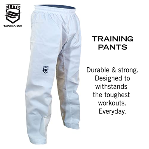 ELITE - Classic White Collar Taekwondo Uniform (TKD Dobok) Ribbed Fabric (160 (2))