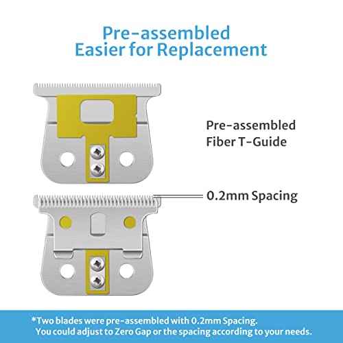 2 Pack T-Blades Compatible with Andis T-Outliner G, GO, GTO, GTX, Headliner LS2, LS3 Replacement