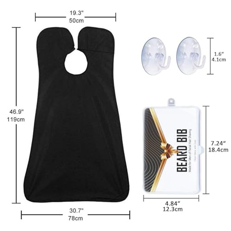 Beard Bib Apron, Beard Trimming Catcher for Men Shaving Hair Clippings Non-Stick Waterproof Grooming Cloth