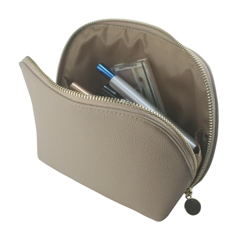 Small Travel Cosmetic Bag Portable Makeup Bag PU Leather Makeup Pouch for Women (PU leather, Misty gray)