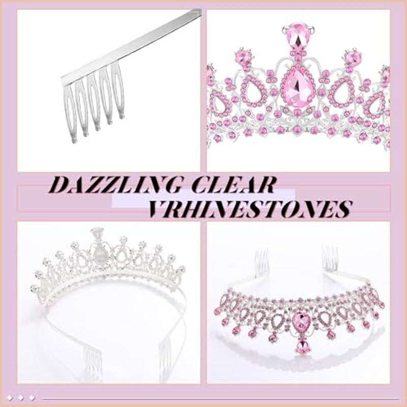 12 Pcs Crystal Tiara and Princess Crown with Comb Crown Rhinestone Women Girls Tiara Headpiece Queen Hair Accessories for Birthday Party Wedding Prom Halloween Cosplay Costume