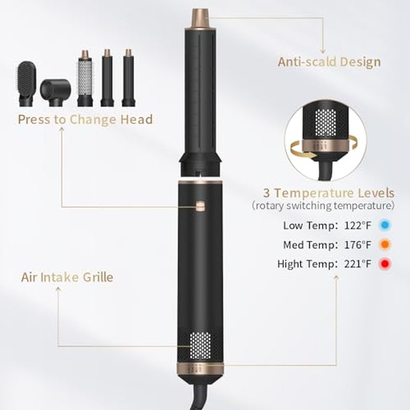 Blow Dryer Brush 5 in 1: Ionic Hot Air Styler Hair Dryer Brush Blow Dryer Set for Curling Volumizing Straightening Styling