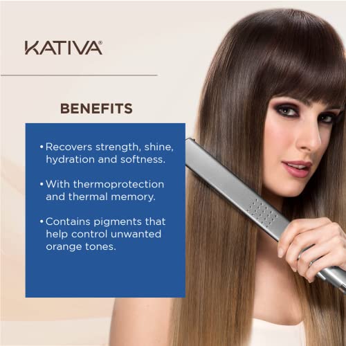 Kativa Brazilian Straightening Brunette Kit, 12 Weeks of Home Use Professional Straightening, with Organic Coconut Oil, A?ai Oil, and Keratin, for Straighter, Softer and Shinier Dark-Coloured Hair