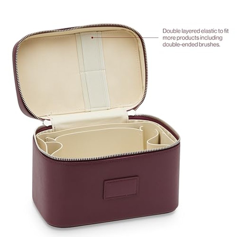 ETOILE - Mini Vanity Case Burgundy - Stylish Travel Makeup Bag Organizer With Removable Dividers
