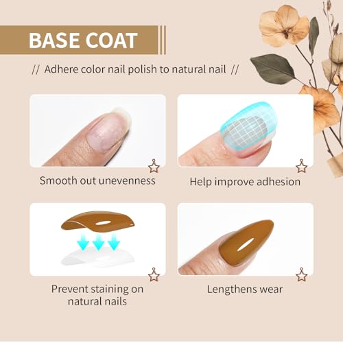 Base and Top Coat Nail Polish Quick Dry,16.5ml Large capacity Basic Nail Polish Set Air Dry Fast, High-Glossy Shiny, No U V Light Needed for Women Salon DIY Nail Art
