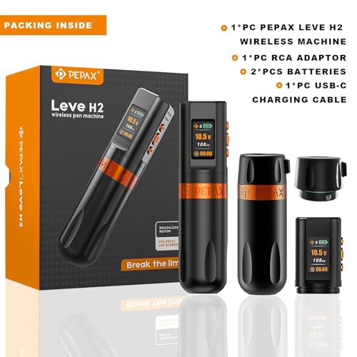 Leve H2 Tattoo Gun - Professional Rotary Tattoo Machine Cordless Tattoo Pen Machine with 4.2mm Stroke & 2000mAh Long-Lasting Battery Cartridge for Tattoo Artists Tattoo Supplies