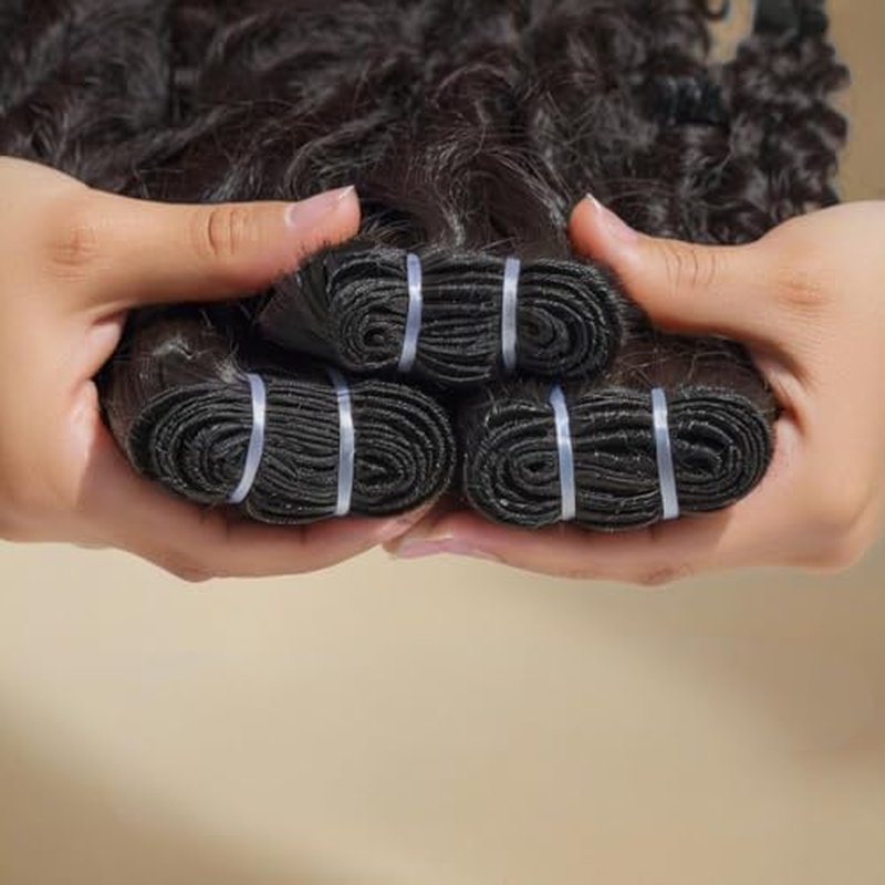 Burmese Curly Bundles Human Hair 18 20 22 Inch 3 Bundles 100% Unprocessed Quick Weave 3c4a Burmese Raw Hair Extension Real Human Hair Water Wave with Spiral Curly End Natural Black