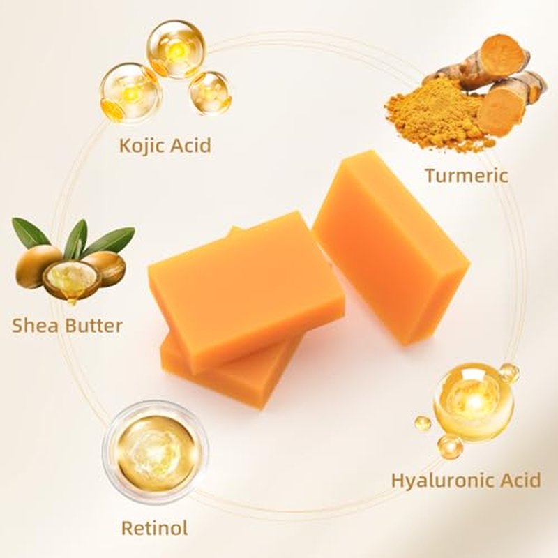 Kojic Acid Turmeric Soap Bar - Dark Spot Remover for Face Even Skin Tone, Moisturizing & Nourishing Natural Ingredients 2Packs