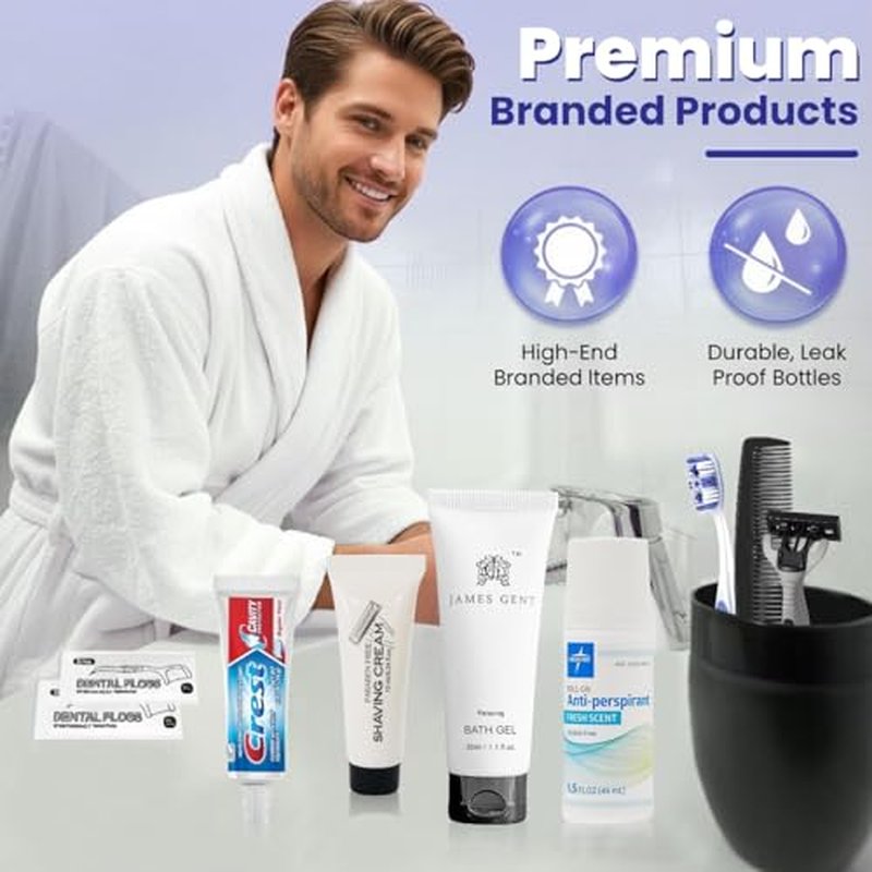 Trektote Travel Toiletry Kit For Men And Women ? 10 Piece Set of Travel Size Toiletries, TSA Compliant, Includes Body Wash, Deodorant, Shaving Cream And Razor, Oral Care, Reusable Toiletry Bag & More