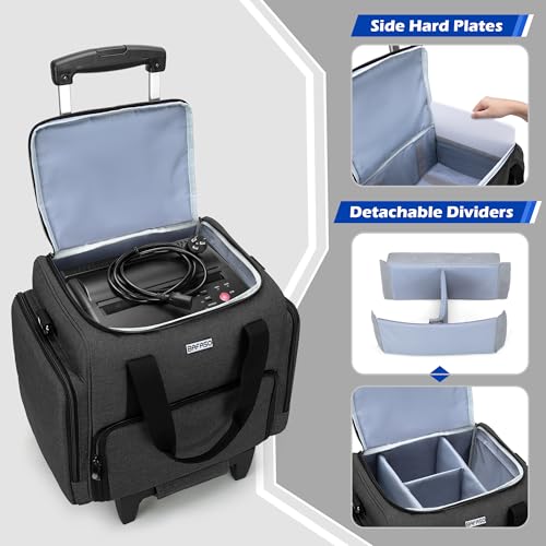 BAFASO Rolling Tattoo Case with 3 Removable Pouches and Detachable Dolly, Tattoo Travel Case for Tattoo Stencil Printer and Tattoo Supplies, Black