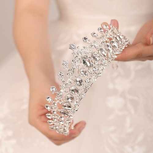 JWICOS Crystal Tiara and Crown for Women Elegant Queen Tiara for Girls Wedding Tiara Headband for Brides Prom Party Pageant
