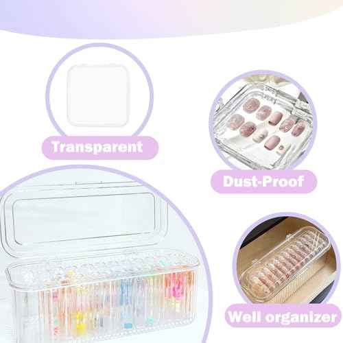 Press On Nail Organizer Box Kit,15 PCS Clear Press On Nail Storage Boxes and 1 Large Container Box,60pcs Adhesive Tape, Fake Nail Organizer Display Case Press On Nail Packaging for Home Nail Salon Use