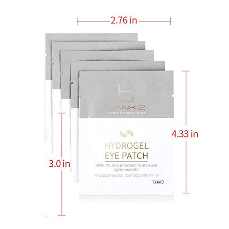 LANKIZ 100 Pairs Under Eye Gel Pads for Lash Extensions, 100% Natural Plant Extract, Collagen Hydrogel, Lint-Free, Moisturizing, Reduces Dark Circles and Eye Puffiness