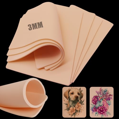 3MM Fake Skin - 20Pcs Tattoo Skin 6¡¿8" Blank Tattoo Practice Skins Double Sides Piel Sint?tica Para Tatuar Microblading Eyebrow Practice Skins for Tattooing Supplies Beginner Experienced Artist