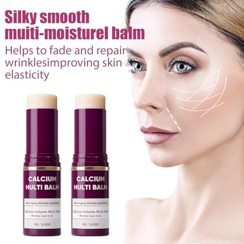2pcs Cemenrete Calcium Multi Balm, Calcium Volume Multi Balm, Wrinkle Core Stick, Korean Collagen Moisturing Stick, Anti-aging, Hydrating, Firming Skin, Suitable for Eyes, Neck, Face