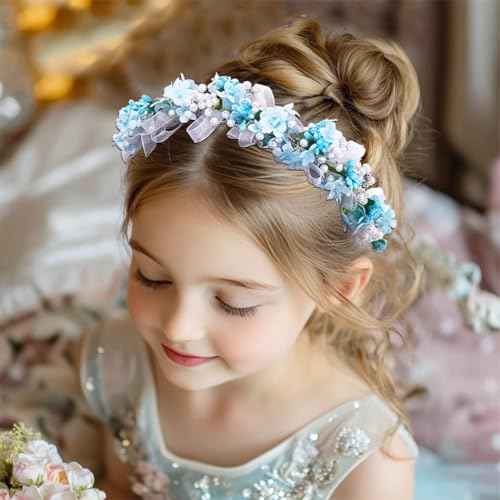 Campsis Blue Flower Headband, Floral Headpiece for Girls