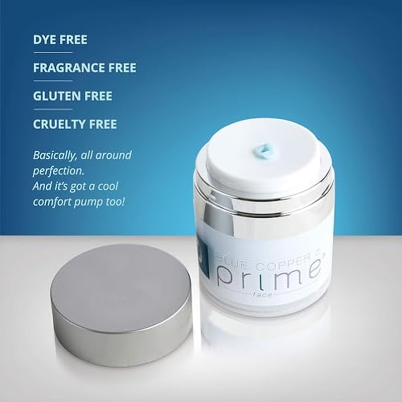 Osmotics Blue Copper 5 Improved Prime Face - New Advanced Formula Anti-Aging Face Cream for Men and Women - Clinically Proven for Wrinkles, Age Spots - Made in the USA (1oz - Pack of 1)
