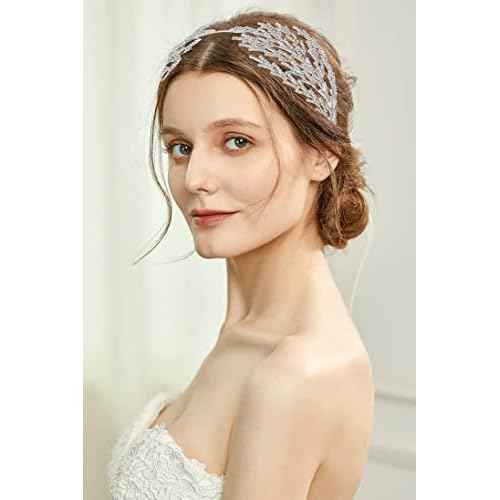 Coucoland Wedding Headpiece for Bride - Hair Jewelry Wedding Headband Tiara Leaf Headband Crown Tiara Bridal Silver Headpiece