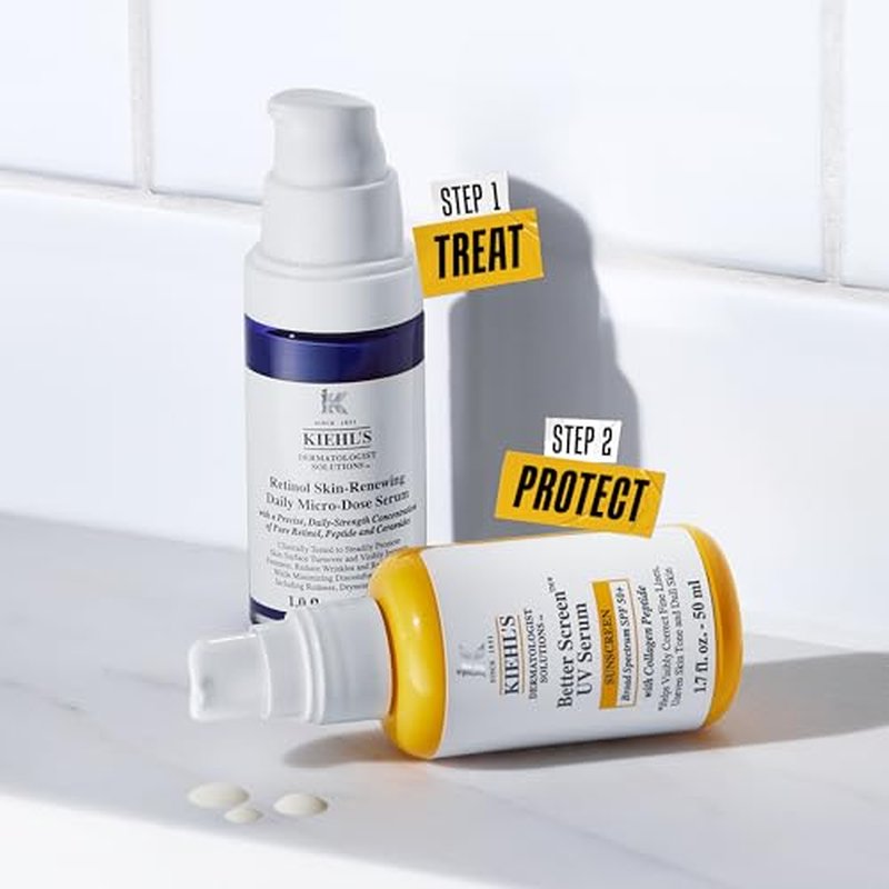 Kiehl's Anti Aging Skincare Set - $108 Value including Lightweight Sunscreen and Anti-Aging Retinol Serum - For Wrinkle Reduction and SPF Protection
