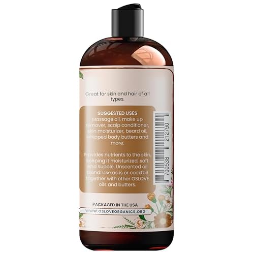 Organic Face and Body Oil Unique blend of 12 virgin organic carrier oils | Use as is or for making lotions, body butters, serums, soaps-12 oz (12)