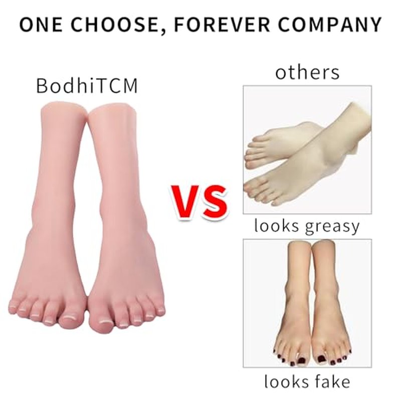 Realistic Silicone Female Model Feet Life Size Jewelry Display Tattoo Practice Art Collection with Nails (Left foot-with skeleton, Brown)