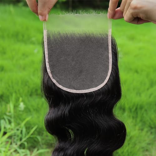 WOWANGEL 0.1mm Ultra-thin SKINLIKE Real HD Lace Closure, 5x5 Body Wave Unprocessed Virgin Human Hair Closure Pre Plucked Invisible Hair Knots Natural Hairline Invisible HD Lace - 20 Inch