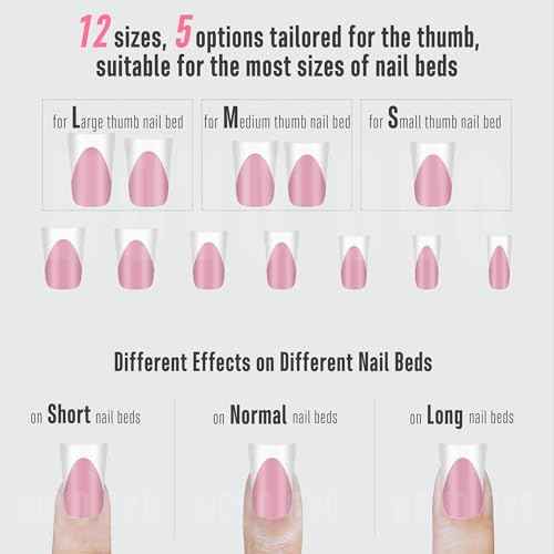 NOVO OVO French Tip Short Duck Nail Tips Press on, Pre-designed Soft Gel Nail Extension, BERRY PINK Pre-applied Tip Primer & Base Coat, Full Cover Matte Vrial False Nails for DIY x 12 Sizes 240 pcs