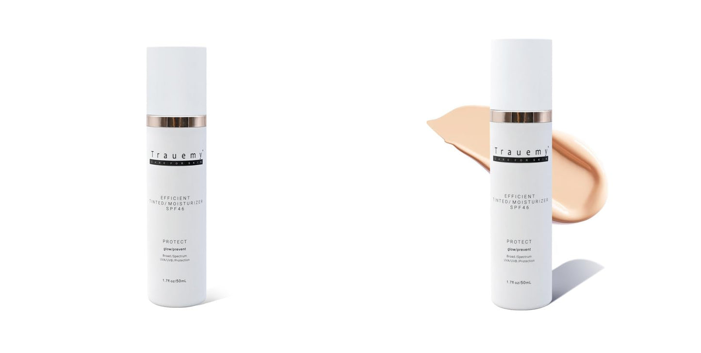trauemy Anti-Aging Tinted Face Moisturizer Sunscreen SPF 46 & Hydrating Skin Care & Face Moisturizer - Chemical BB Cream, Water-Resistant-Dewy