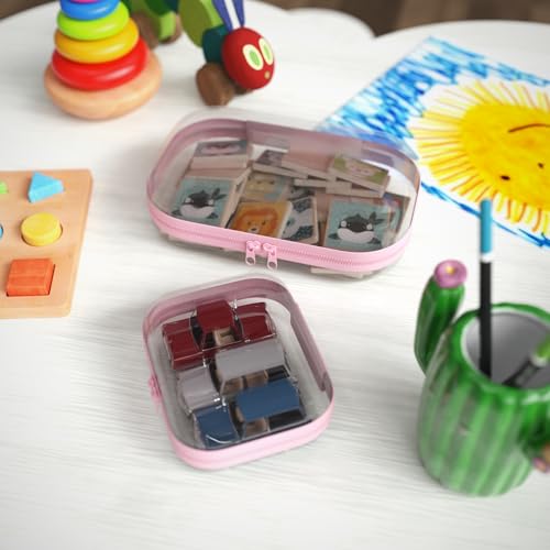 Extra Large 13.7" Durable Clear Hard Zipper Case 6 Pack, 2x Large, 2x Medium, 2x Small, Clear Travel Makeup Bag, Hard Plastic Travel Toiletry Bag for Women, Toy & Make Up Organizer Pouch