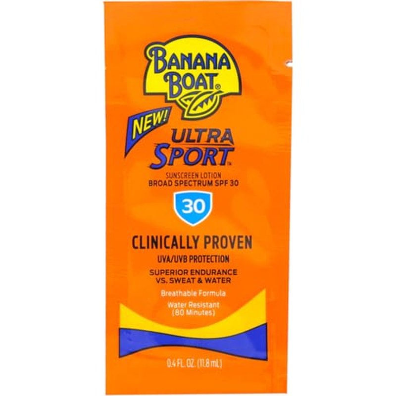 Banana Boat Ultra Sport Sunscreen Lotion Packets, Broad Spectrum SPF 30, Water & Sweat Resistant, 0.4 fl oz (Pack of 200)