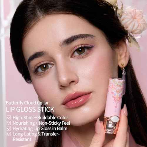 Flower Knows Butterfly Cloud Collar Glossy Lipstick,Hydrating Solid Lip Gloss,Moisturizing Pink Tinted Lip Balm,Long Lasting Lip Gloss in Balm for Girls&Women,Vegan & Cruelty-Free(C06 Cardamom)