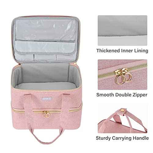 Nail Polish Organizers and Storage,Double-Layer Nail Supplies Carrying Case Bag Holds 40 Bottles(15ml-0.5 fl.oz) and Nail Lamp