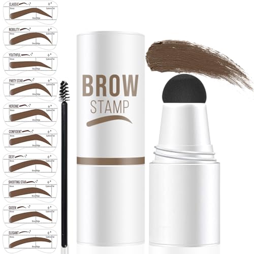 Eyebrow Stencils, Eyebrow Stamp Perfect Eyebrows Brow Stamp Waterproof, Eye Brow Stencil Kits Eyebrow Kit for Women With 10PCS Eyebrow Shaping Kit Smudge-proof & Long-Lasting, Soft Brown