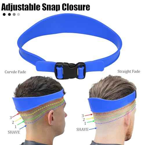 1PC Neckline Shaving Template for DIY Self Haircutting, Adjustable Hair Trimming Guide, Silicone Curved Haircut Band for Cleaning Straight Neck Hairline (Blue)
