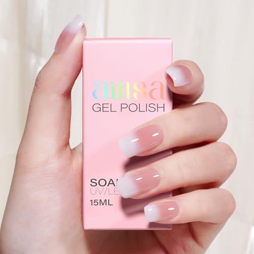 AILLSA Nude Pink Gel Nail Polish Misty Rose Jelly Gel Polish Neutral Sheer Translucent Gel Polish Long Lasting Light Pink Color Soak Off U V Gel for French Manicure Nail Art at Home 0.51 Oz