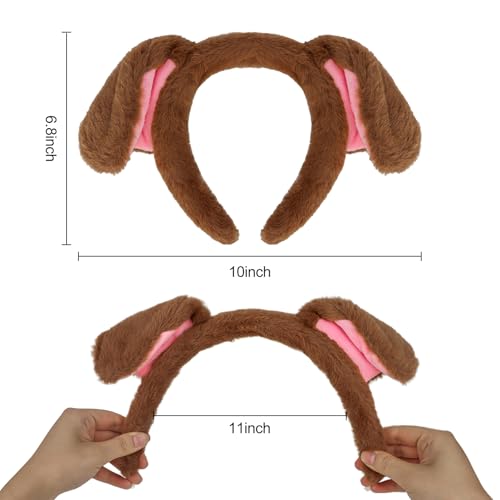 Brown Dog Ears Headband Puppy Ears Plush Animal Ears Headband Adult Halloween Costumes Woman Christmas Festival Theme Party Cosplay Costume Head Bands
