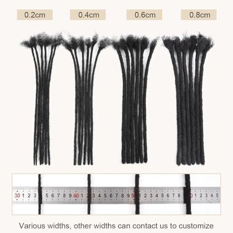 DAIXI 0.4cm and 0.2cm 0.6cm 0.8cm Options 4-18 Inch 60 Strands 100% Real Human Hair Dreadlock Extensions for Man/Women Handmade Permanent Loc Extensions Bundles Can Be Dyed Bleached Curled and Twisted