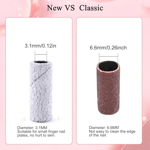 200 Pcs Nail Drill Bits Small Sanding Bands with 3.1mm Mandrel Bit, Mini Sanding Bands Nail File for Acrylic Gel Manicures and Pedicure (Zebra, 180 Grit)