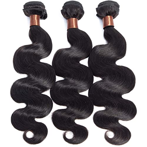 Indian Virgin Hair Body Wave Remy Human Hair 3 Bundles Weaves 100% Unprocessed Hair Extensions Natural Black Color 20 22 24Inch
