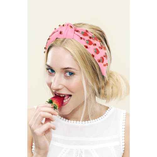 Strawberry Headband for Women, Fruit A-Pink, Hair Accessory for Summer, Beach Vacation, Wedding, Party, One Size, 1 Count