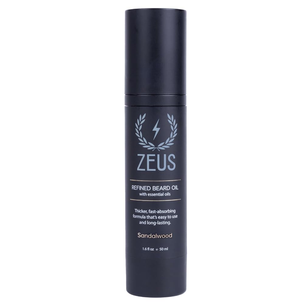 ZEUS Refined Beard Oil for Men with Natural Oils (Sandalwood) 1.6 fl oz