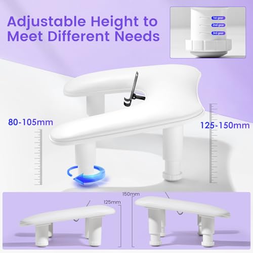 Arm Rest for Nails Tech: 3rd Generation Manicure Nail Arm Rest with Rotating Phone Stand, U-Shaped Height Adjustable Hand Rest Pillow for Acrylic Nails White