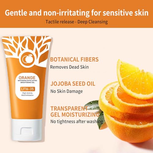 2PC Sheghy Orange Exfoliante Gel Scrub,Skin Care Scrub Peeling Gel for Face and Body,Deep Cleansing Moisturizing Facial Exfoliator gel,Orange Gentle Exfoliating for Pore Cleansing and Tightening