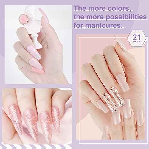 SAVILAND Gel Nail Polish Set: 33pcs Red White Pink Glitter Soak-off Nail Polish with Base & Glossy Matte Top Gel Dark Red Manicure Gifts