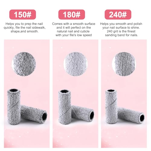 200 Pcs Nail Drill Bits Small Sanding Bands with 3.1mm Mandrel Bit, Mini Sanding Bands Nail File for Acrylic Gel Manicures and Pedicure (Zebra, 180 Grit)